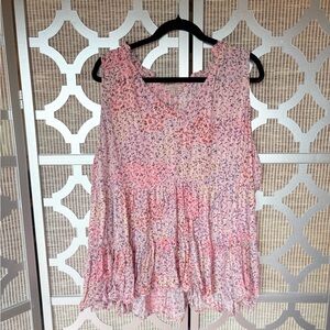 Wonderly Pink Sleeveless Tiered Blouse